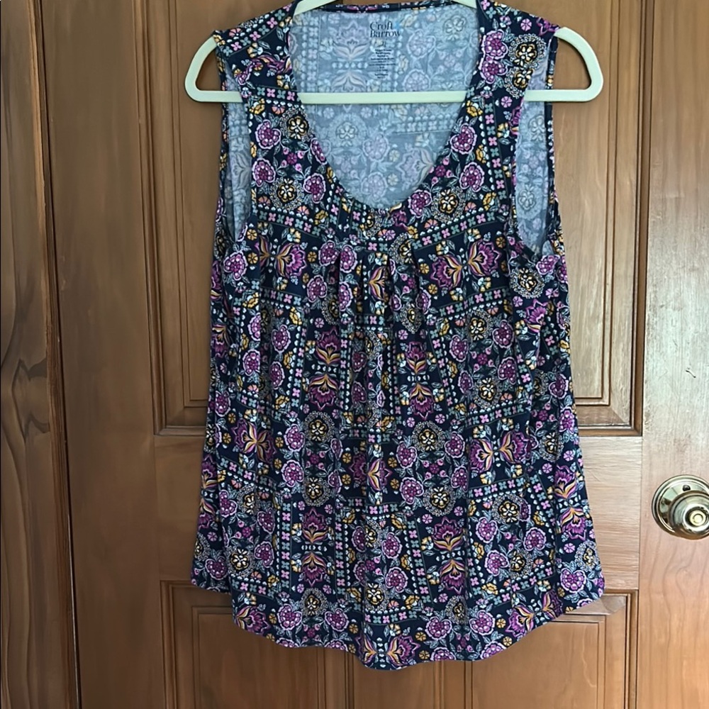 Croft & Barrow Purple and Blue Smocked Tank Top